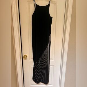 Elegant Black Evening Dress with Silver Accents